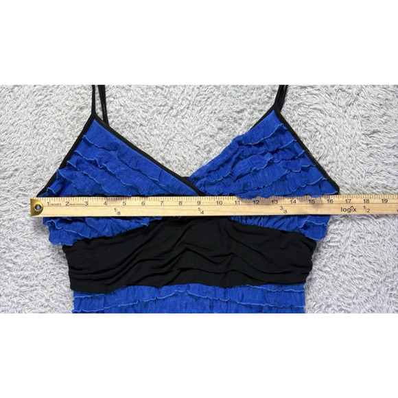 Y2K Arden B Women Medium Blue Black Cami Top Babydoll Ruffles Fairygoth Coquette - Picture 7 of 11